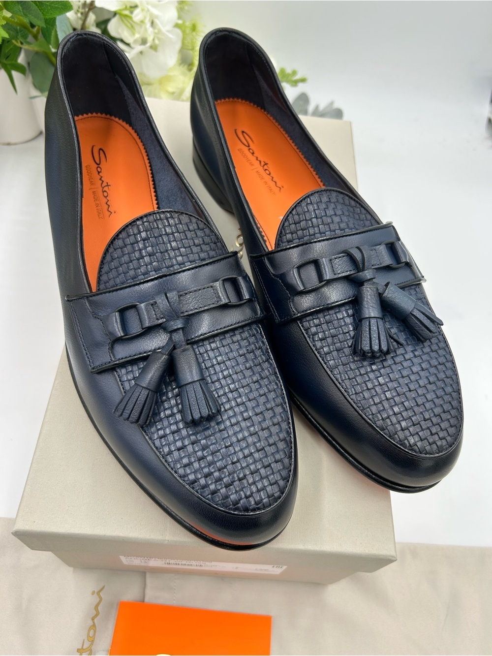 Men's Santoni, Andrea, tassel leather loafers size 12 US made in Italy - Picture 2 of 10